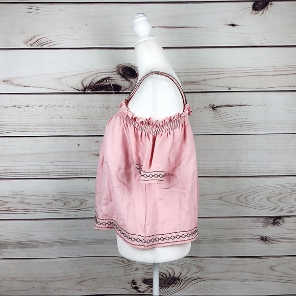 Love Notes Pink Embroidered Cold Shoulder Blouse - Picture 5 of 7